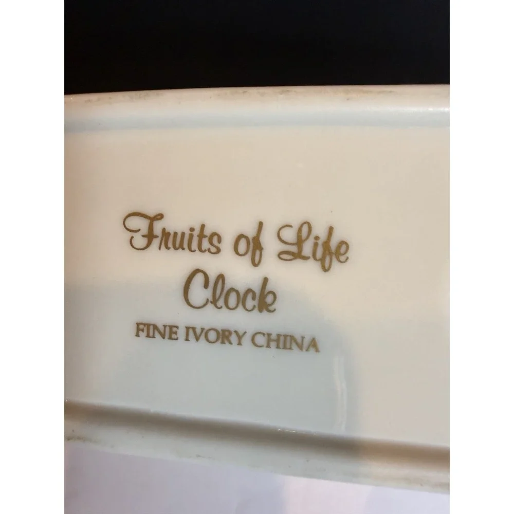 Vintage Lenox Fruits of Life Mantel Clock Fine Ivory China Quartz Gold Trim 1993
